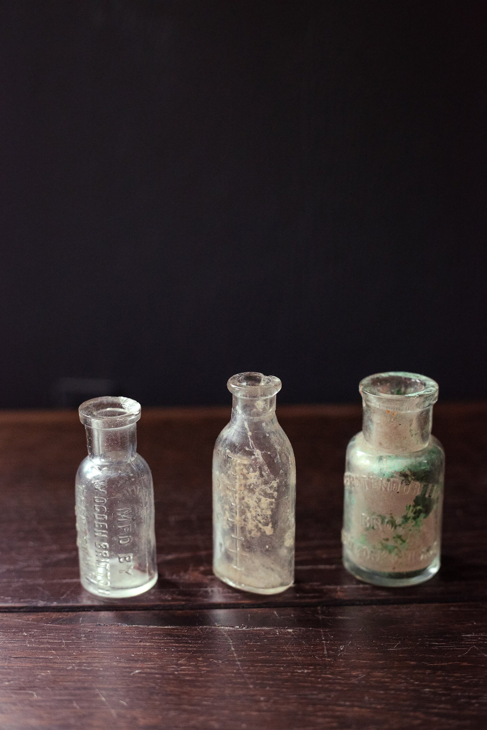 Collection of Six Antique Miniature Bottles Vials - Antique Glass Bottles for Bud Vase or Display