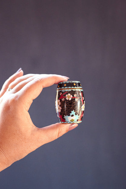 Cloisonné Vase and Match Holder - Vintage Colorful Floral Chinese Cloisonné