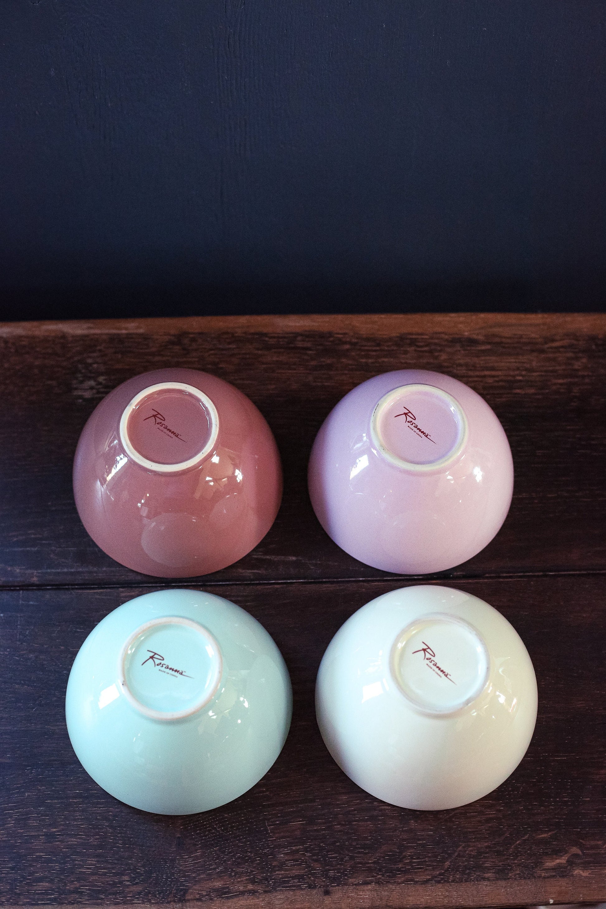 Set of 4 Pastel Ice Cream Bowls - Vintage Ceramic Bowls