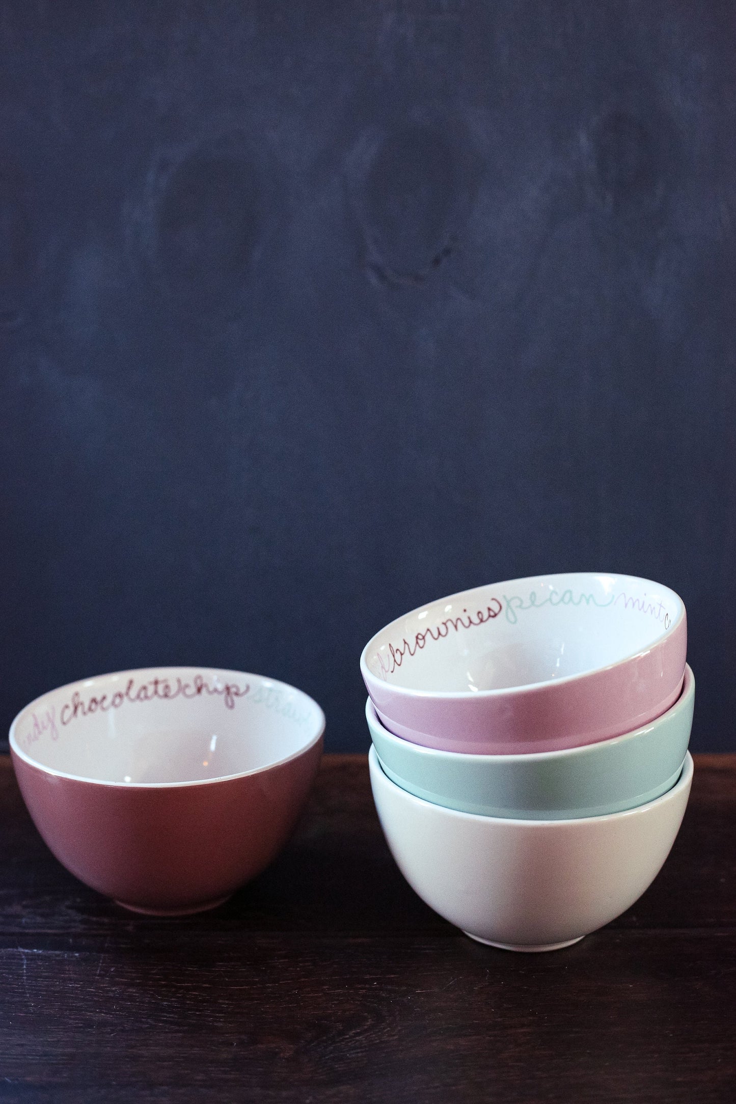 Set of 4 Pastel Ice Cream Bowls - Vintage Ceramic Bowls