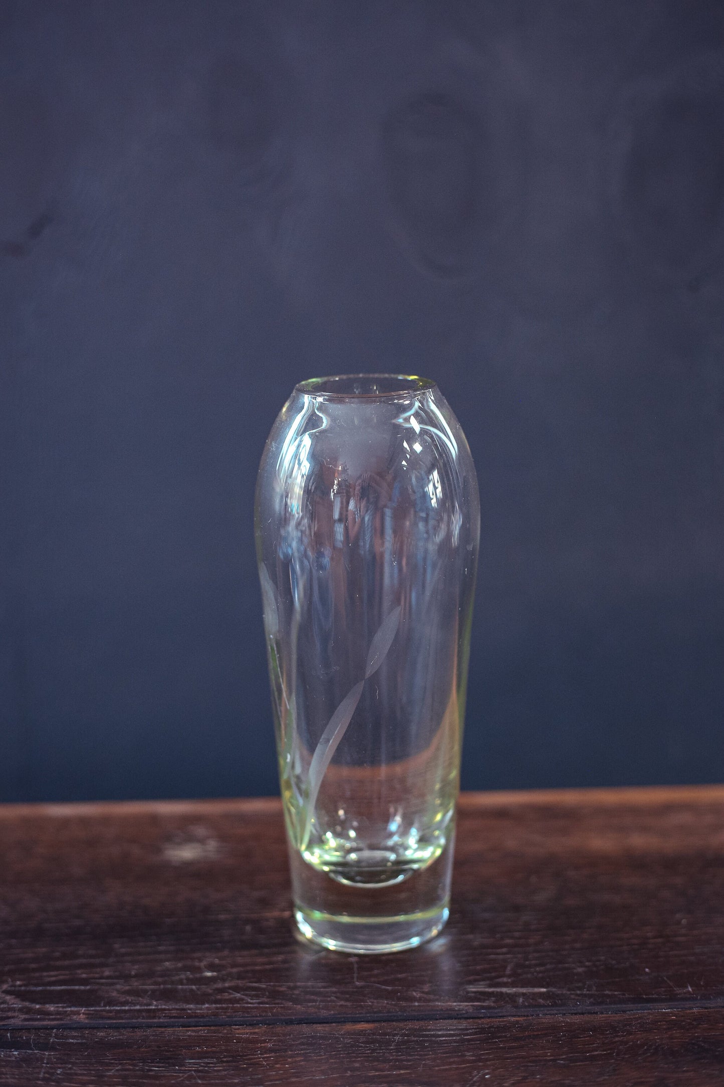 Etched Glass Vase - Vintage Cut Glass Vase