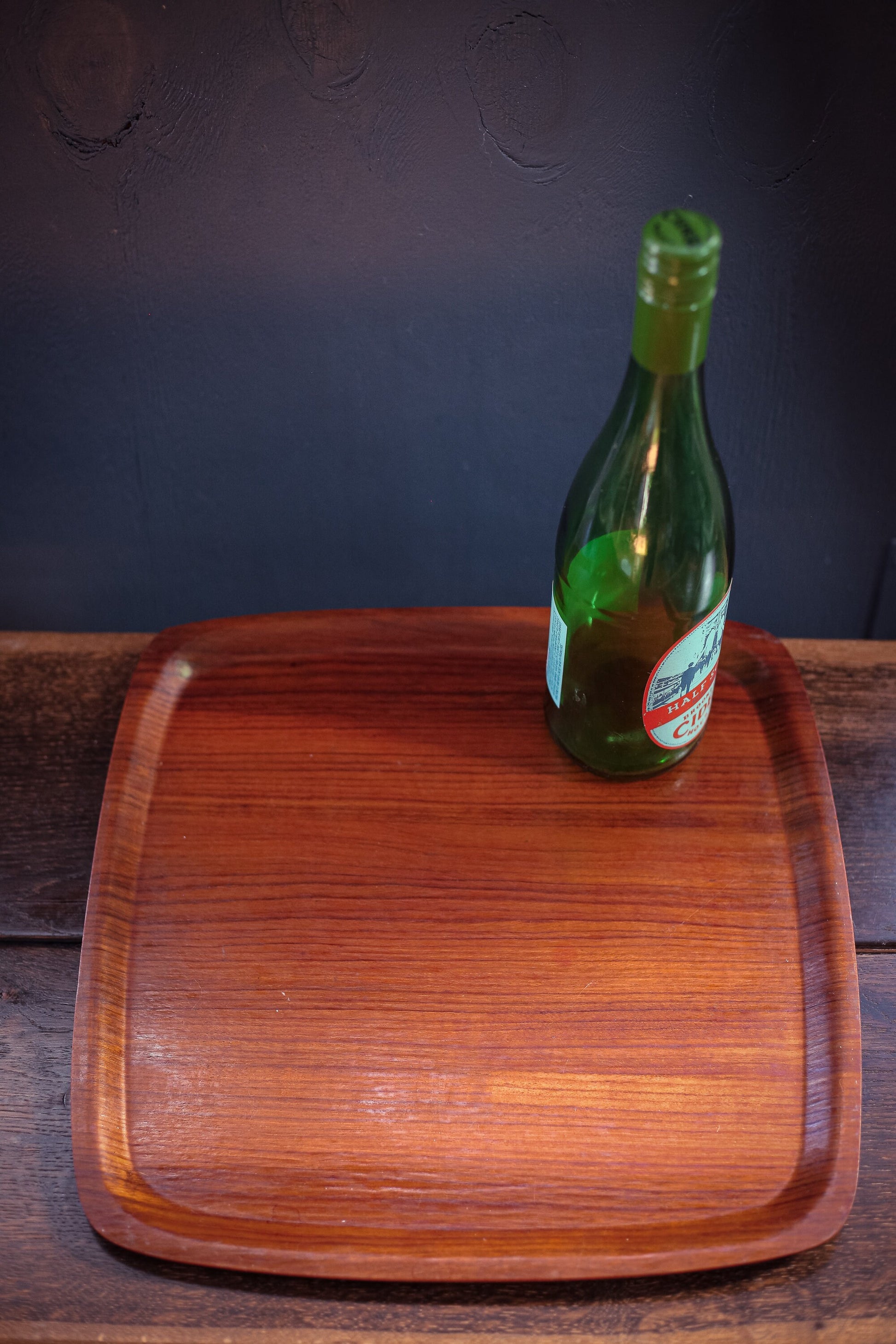 Midcentury Teak Veneer Bentwood Tray - Vintage Rounded Square Teak Serving Tray