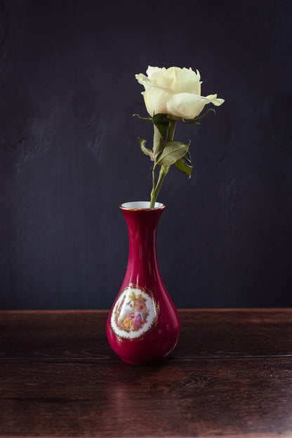 Small Limoges Castel France Vase - Vintage Maroon Limoges Vase