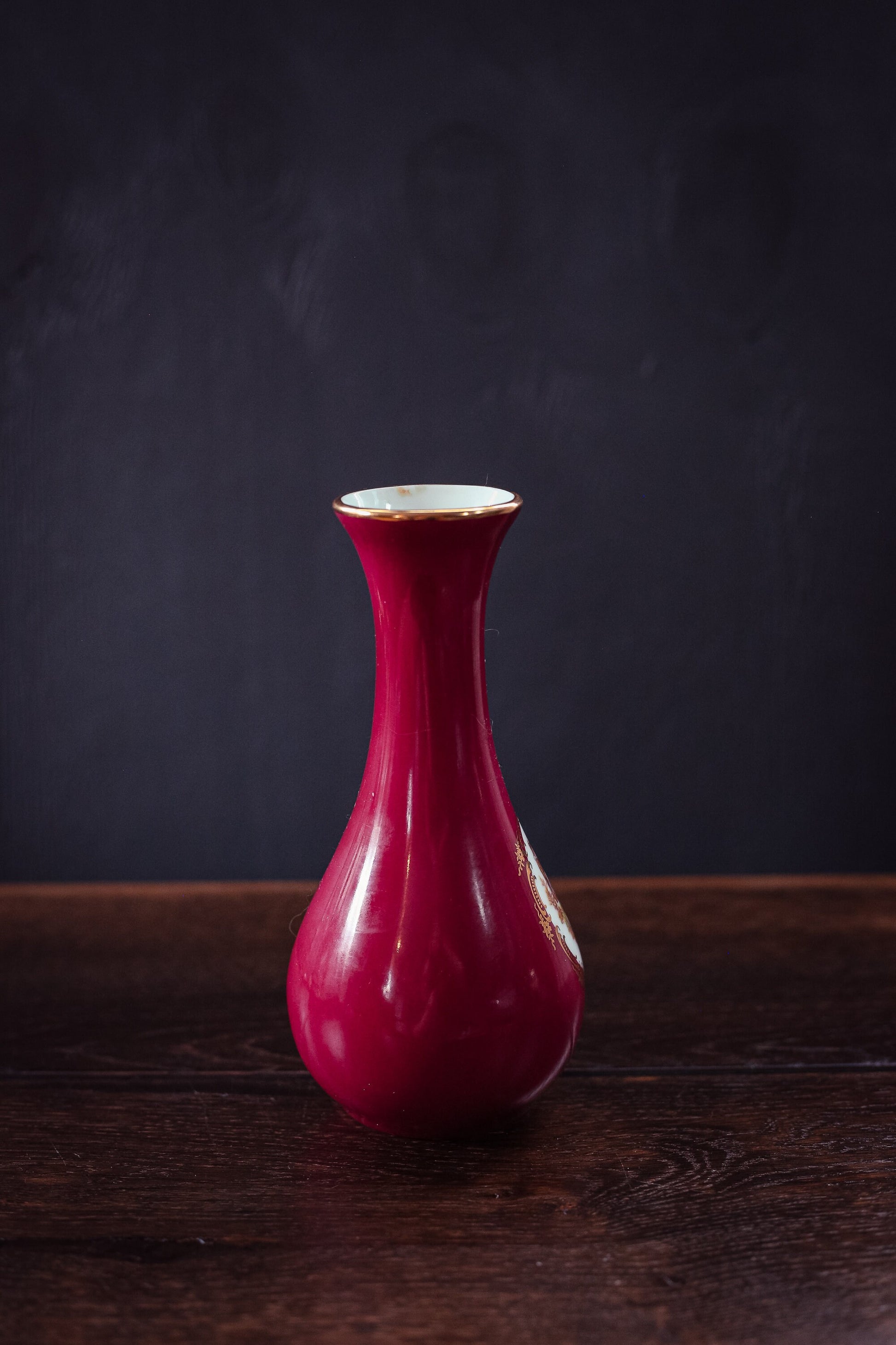 Small Limoges Castel France Vase - Vintage Maroon Limoges Vase