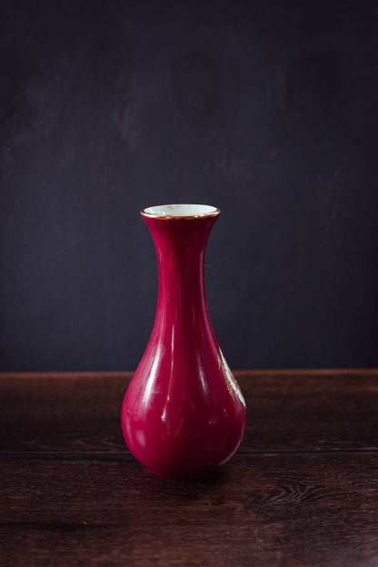 Small Limoges Castel France Vase - Vintage Maroon Limoges Vase