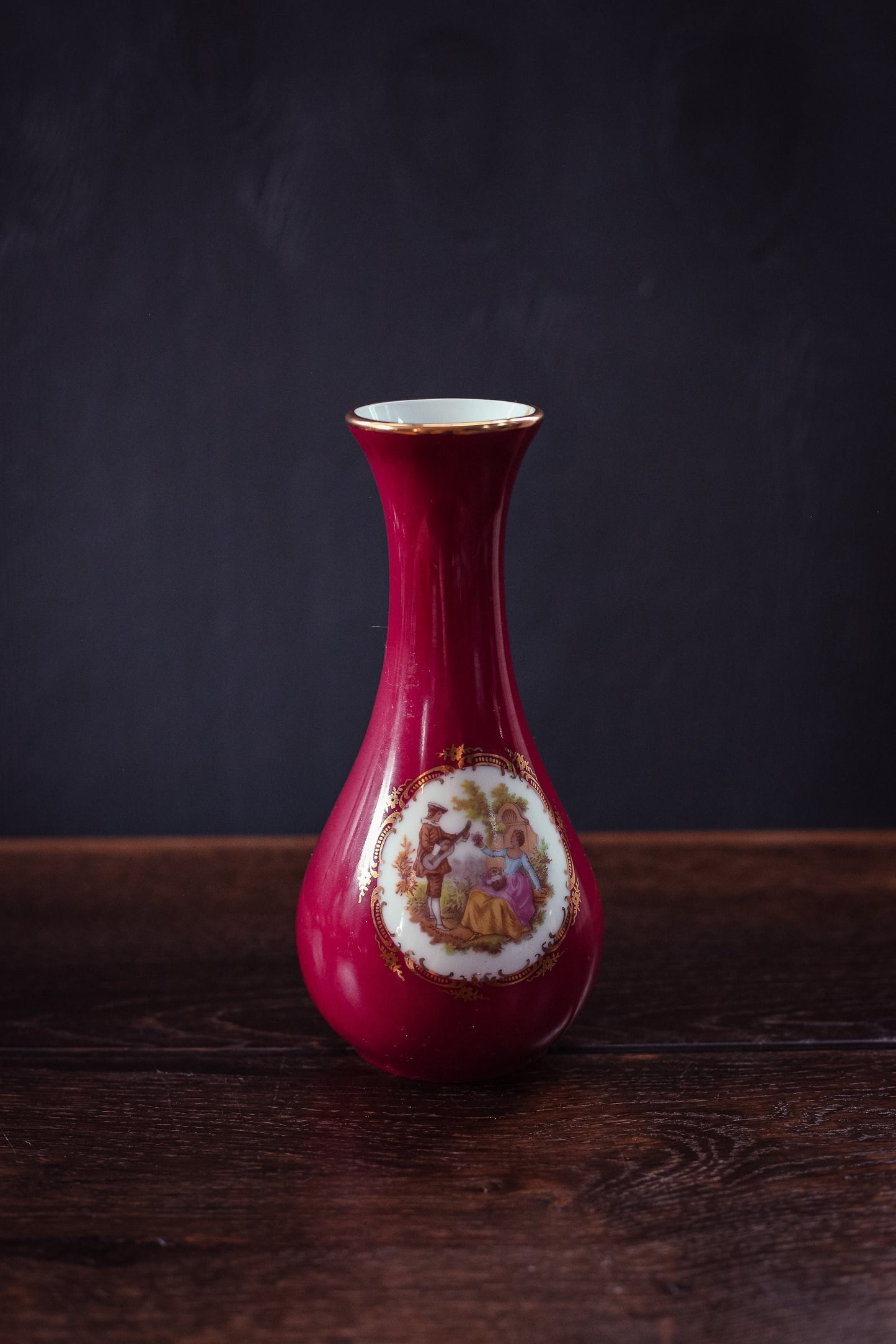 Small Limoges Castel France Vase - Vintage Maroon Limoges Vase