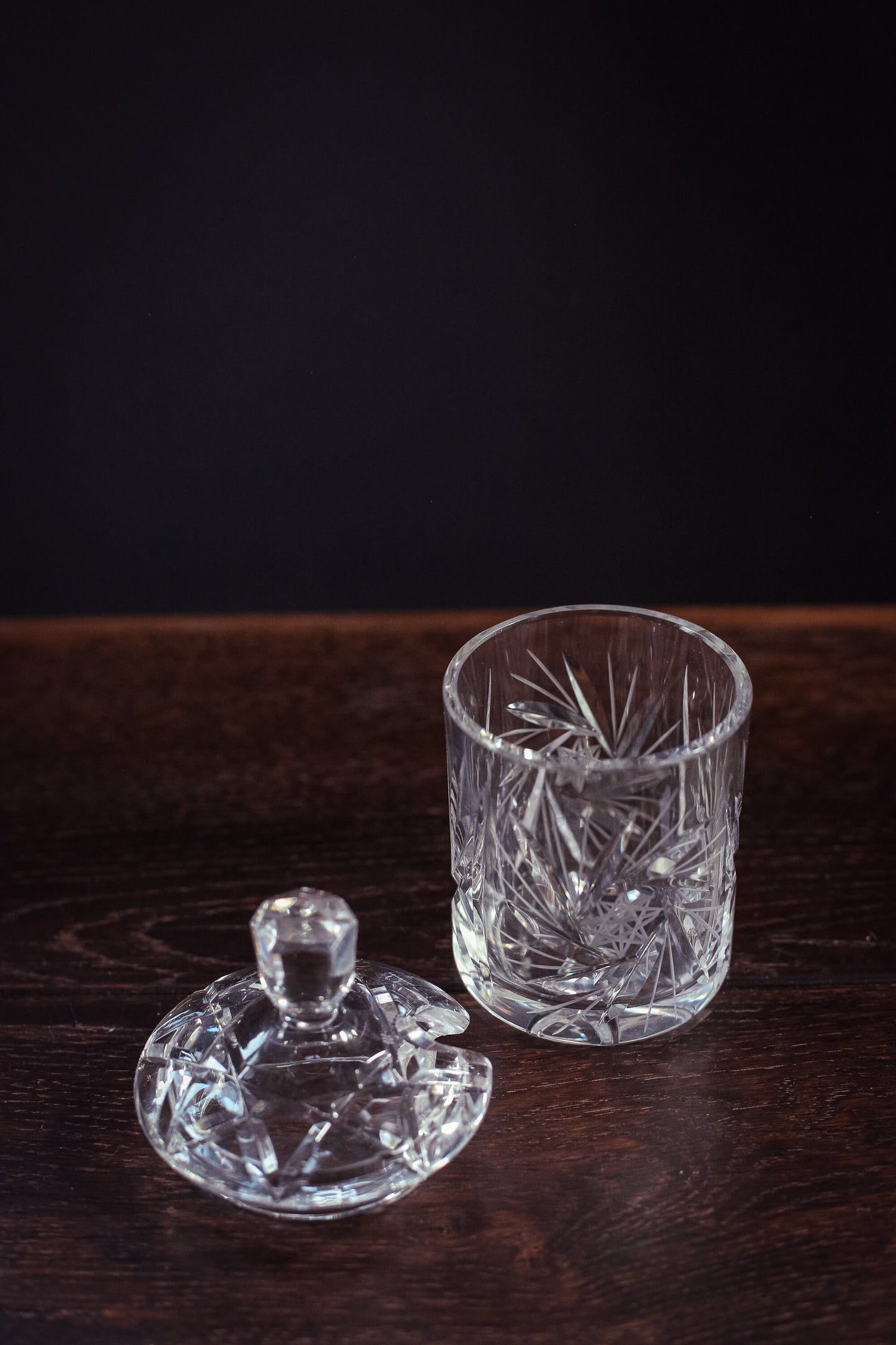 Crystal Lidded Sugar/ Jam Jar - Vintage Cut Glass Sugar Container