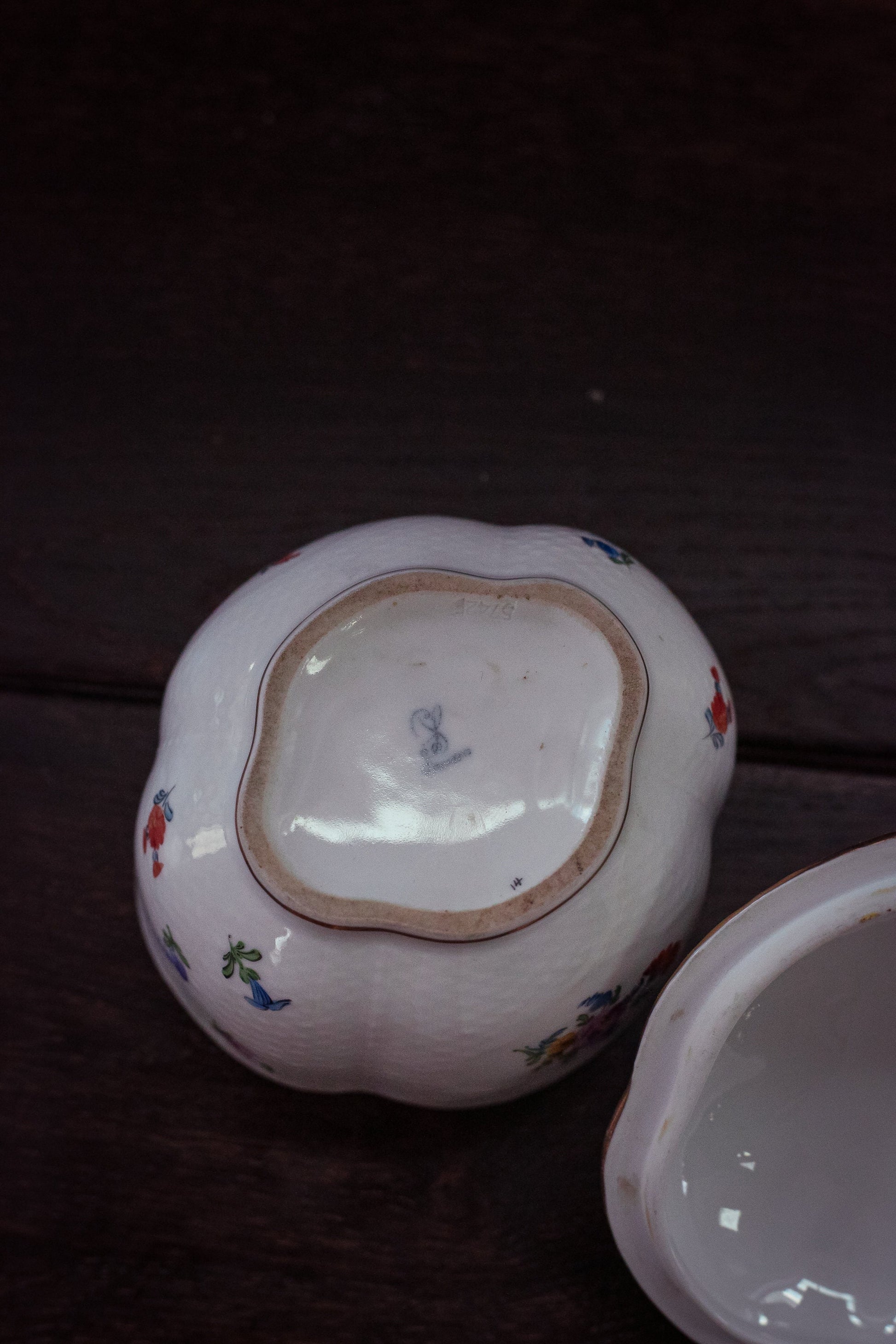 Floral Porcelain Bavarian Lidded Dish - Vintage Lidded Sugar Bowl