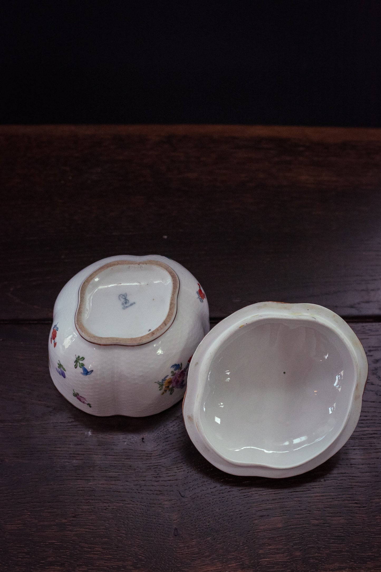 Floral Porcelain Bavarian Lidded Dish - Vintage Lidded Sugar Bowl