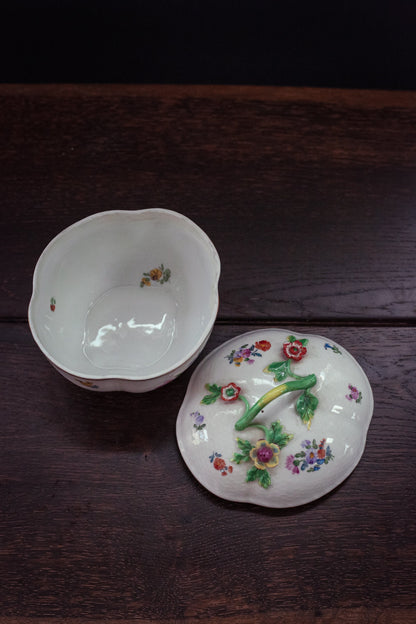 Floral Porcelain Bavarian Lidded Dish - Vintage Lidded Sugar Bowl