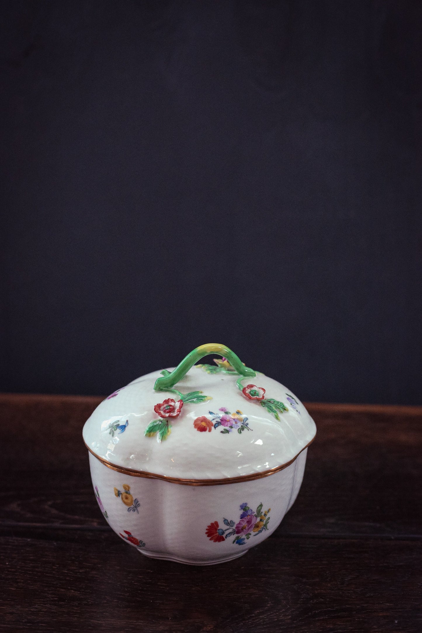 Floral Porcelain Bavarian Lidded Dish - Vintage Lidded Sugar Bowl