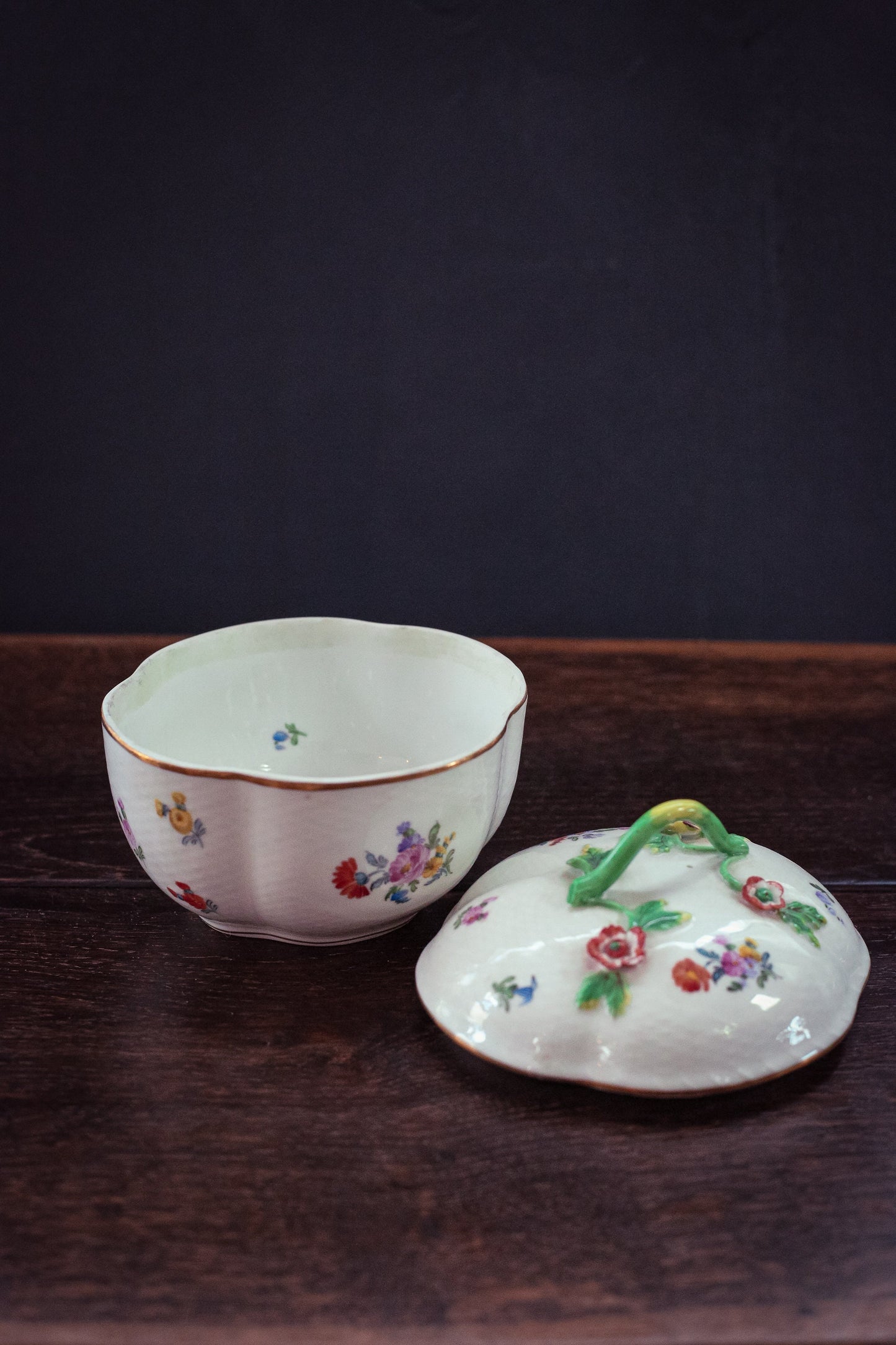 Floral Porcelain Bavarian Lidded Dish - Vintage Lidded Sugar Bowl