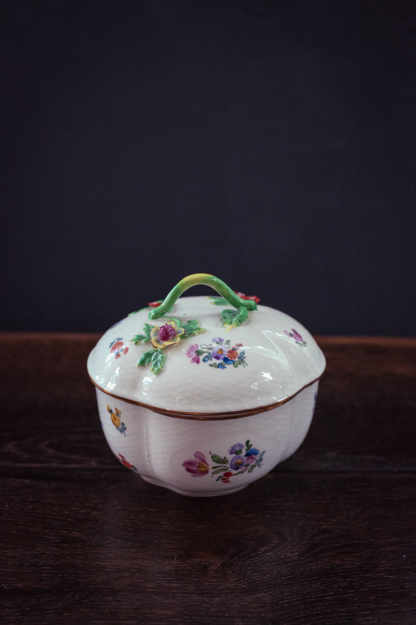 Floral Porcelain Bavarian Lidded Dish - Vintage Lidded Sugar Bowl